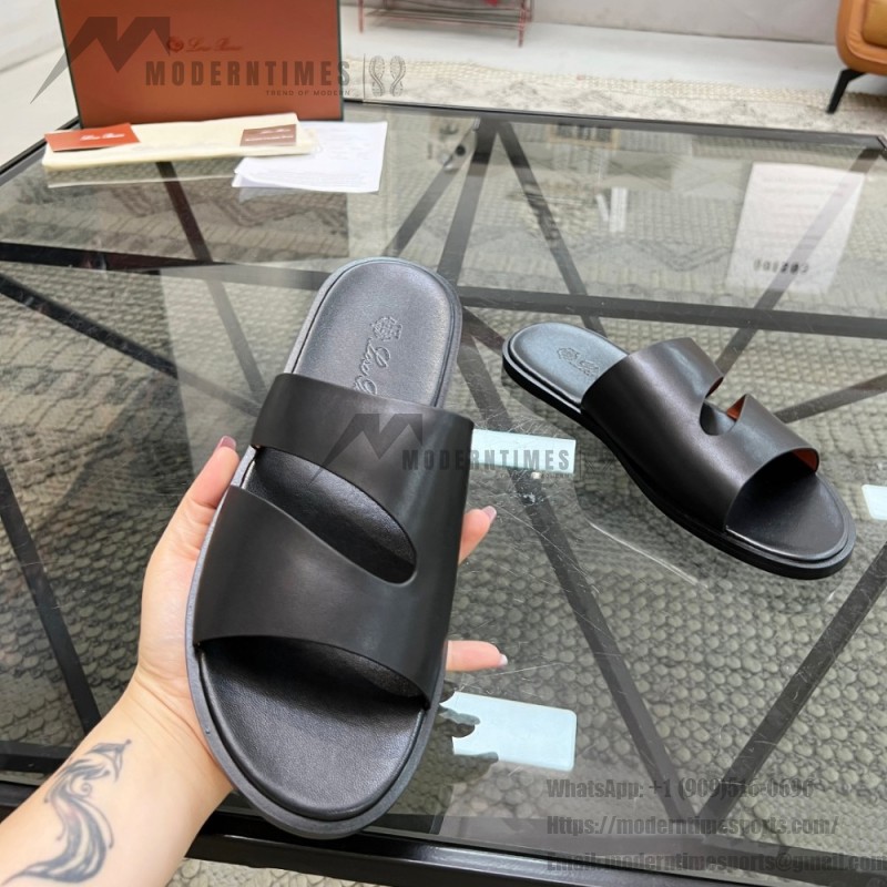 Loro Piana Pilat Plain Walk Sandal FAP1185-8000 Black Footwear Loro Piana Pilat Plain Walk Sandal FAP1185-8000 Black Men's Comfort Sandals Front View
