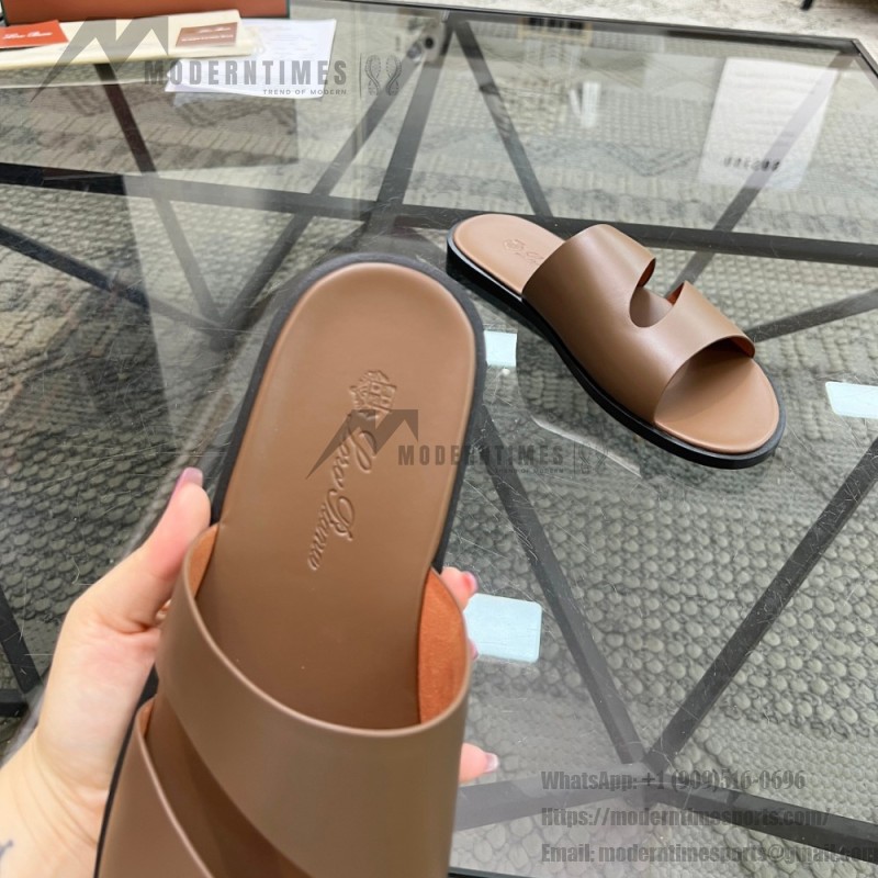 Loro Piana Pilat Plain Walk Sandal FAP1185-H0JF Dark Moka Footwear Loro Piana Pilat Plain Walk Sandal FAP1185-H0JF Dark Moka Men's Comfort Sandals Front View