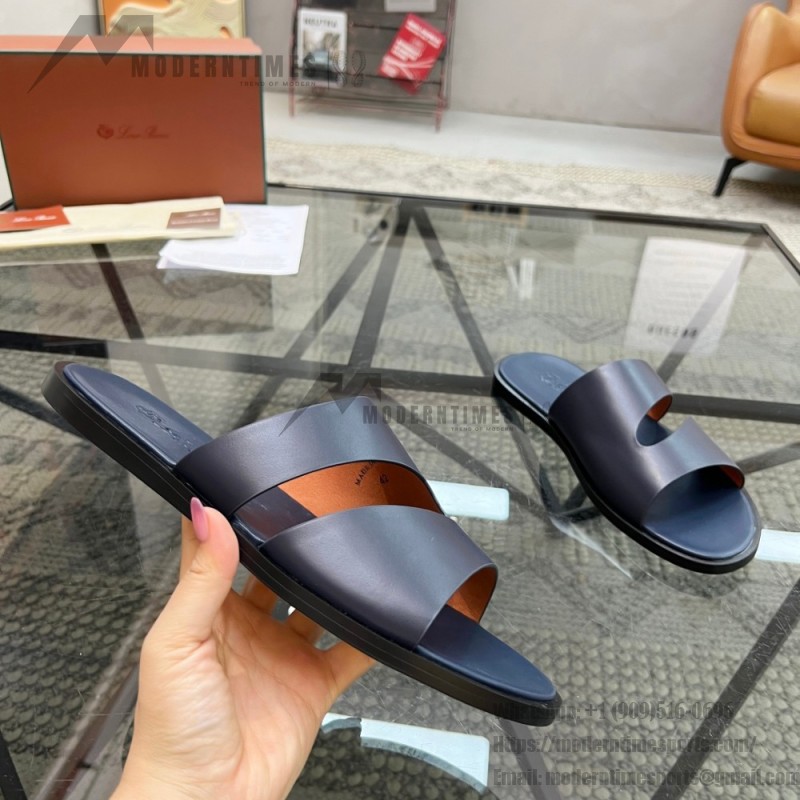 Loro Piana Pilat Plain Walk Sandal FAP1185-8000 Black Footwear Loro Piana Pilat Plain Walk Sandal FAP1185-8000 Black Men's Comfort Sandals Front View