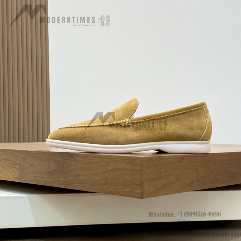 Loro Piana Summer Walk Loafer FAE8124-D06N Dijon Mustard Yellow Footwear Loro Piana Summer Walk Loafer FAE8124-D06N Dijon Mustard Yellow Unisex Comfort Shoes Front View