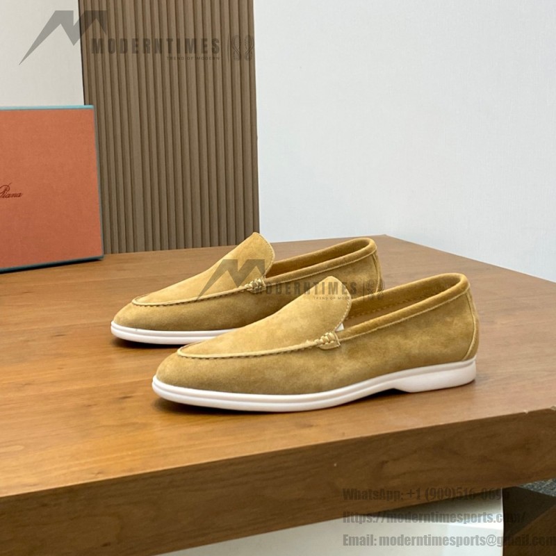 Loro Piana Summer Walk Loafer FAE8124-D06N Dijon Mustard Yellow Footwear Loro Piana Summer Walk Loafer FAE8124-D06N Dijon Mustard Yellow Unisex Comfort Shoes Front View