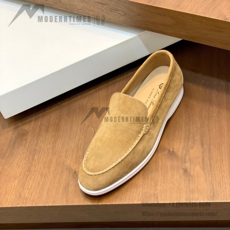 Loro Piana Summer Walk Loafer FAE8124-D06N Dijon Mustard Yellow Footwear Loro Piana Summer Walk Loafer FAE8124-D06N Dijon Mustard Yellow Unisex Comfort Shoes Front View