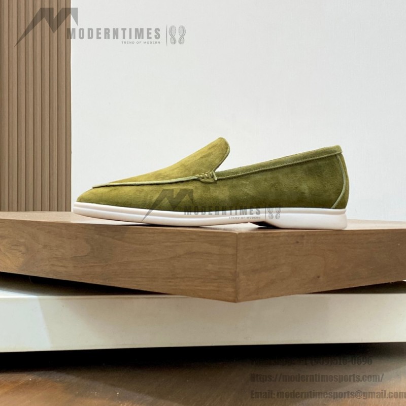 Loro Piana Summer Walk Loafer FAE8124-519Z Murano Green Footwear Loro Piana Summer Walk Loafer FAE8124-519Z Murano Green Unisex Comfort Shoes Front View