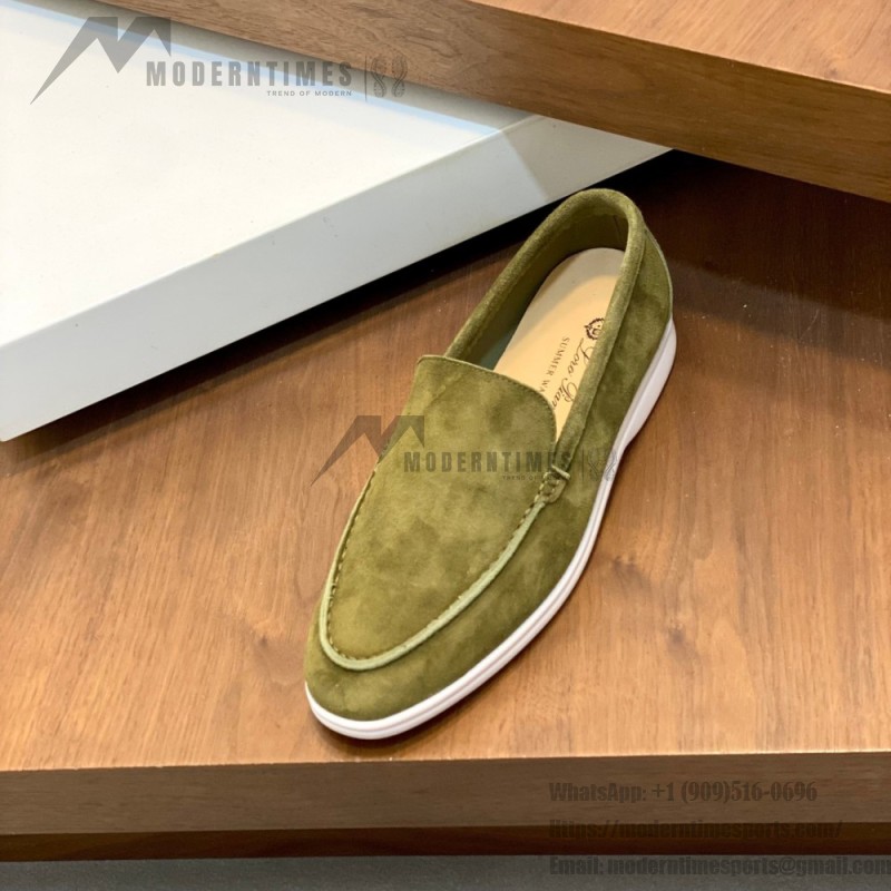 Loro Piana Summer Walk Loafer FAE8124-519Z Murano Green Footwear Loro Piana Summer Walk Loafer FAE8124-519Z Murano Green Unisex Comfort Shoes Front View