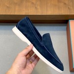 Loro Piana Summer Walk Loafer FAE8124-60JF Frozen Blue Footwear Loro Piana Summer Walk Loafer FAE8124-60JF Frozen Blue Unisex Comfort Shoes Front View