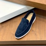 Loro Piana Summer Walk Loafer FAE8124-60JF Frozen Blue Footwear Loro Piana Summer Walk Loafer FAE8124-60JF Frozen Blue Unisex Comfort Shoes Front View