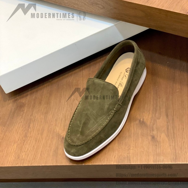 Loro Piana Summer Walk Loafer FAE8124-519Z Murano Green Footwear Loro Piana Summer Walk Loafer FAE8124-519Z Murano Green Unisex Comfort Shoes Front View