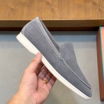 Loro Piana Summer Walk Loafer FAE8124-60JF Frozen Blue Footwear Loro Piana Summer Walk Loafer FAE8124-60JF Frozen Blue Unisex Comfort Shoes Front View