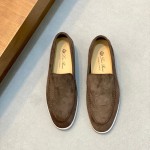 Loro Piana Summer Walk Loafer FAE8124-MD84 Warm Gray Footwear Loro Piana Summer Walk Loafer FAE8124-MD84 Warm Gray Unisex Comfort Shoes Front View
