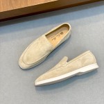Loro Piana Summer Walk Loafer FAE8124-D06N Dijon Mustard Yellow Footwear Loro Piana Summer Walk Loafer FAE8124-D06N Dijon Mustard Yellow Unisex Comfort Shoes Front View