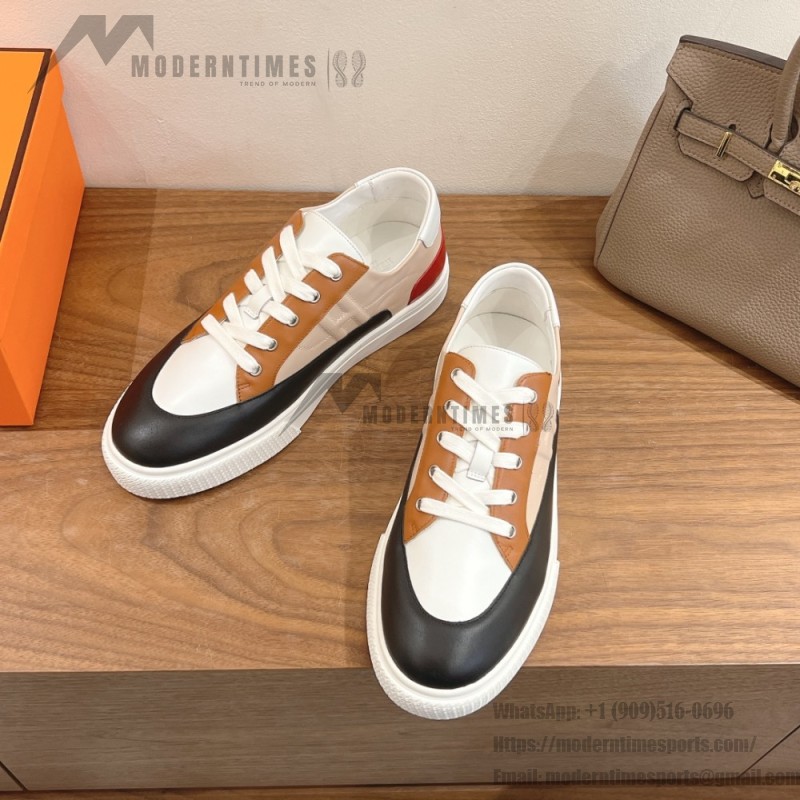 HERMES 그레이 레더 로우탑 스니커즈 유니섹스