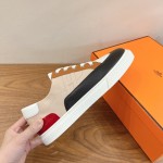 HERMES 그레이 레더 로우탑 스니커즈 유니섹스