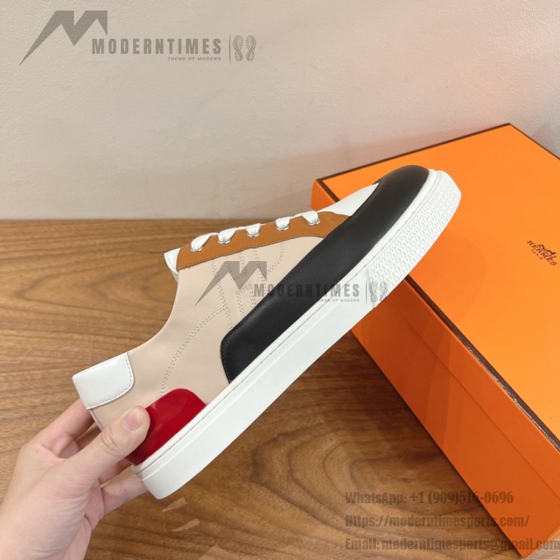 HERMES 그레이 레더 로우탑 스니커즈 유니섹스