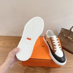 HERMES 그레이 레더 로우탑 스니커즈 유니섹스