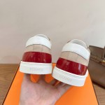 HERMES 그레이 레더 로우탑 스니커즈 유니섹스