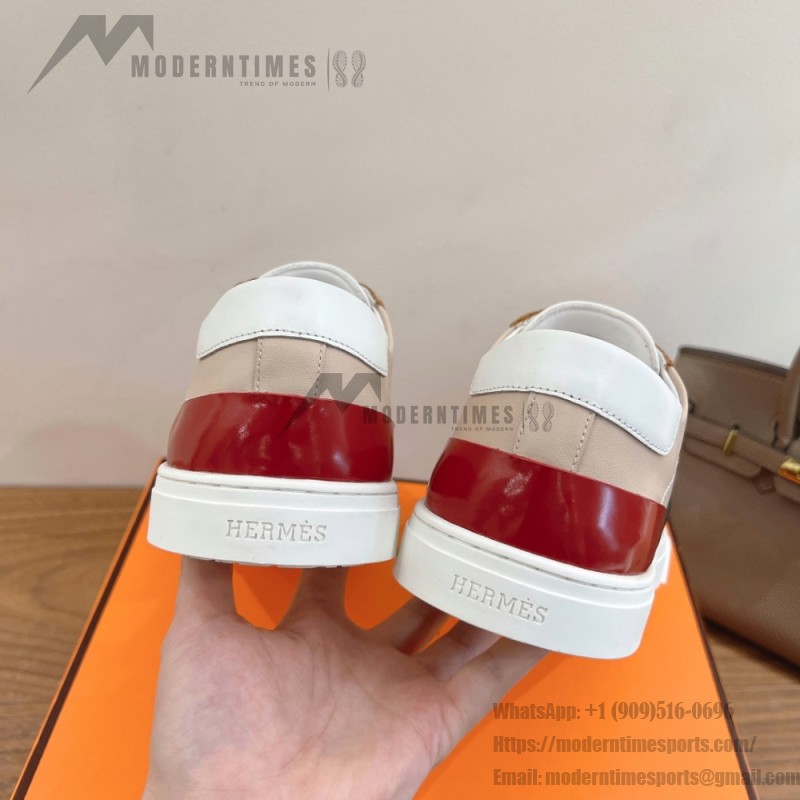 HERMES 그레이 레더 로우탑 스니커즈 유니섹스