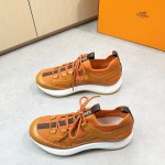 HERMES Katana Sneakers H251981ZHO1400 Orange H Naturel men’s luxury sport shoes