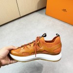HERMES Katana Sneakers H251981ZHO1400 Orange H Naturel men’s luxury sport shoes