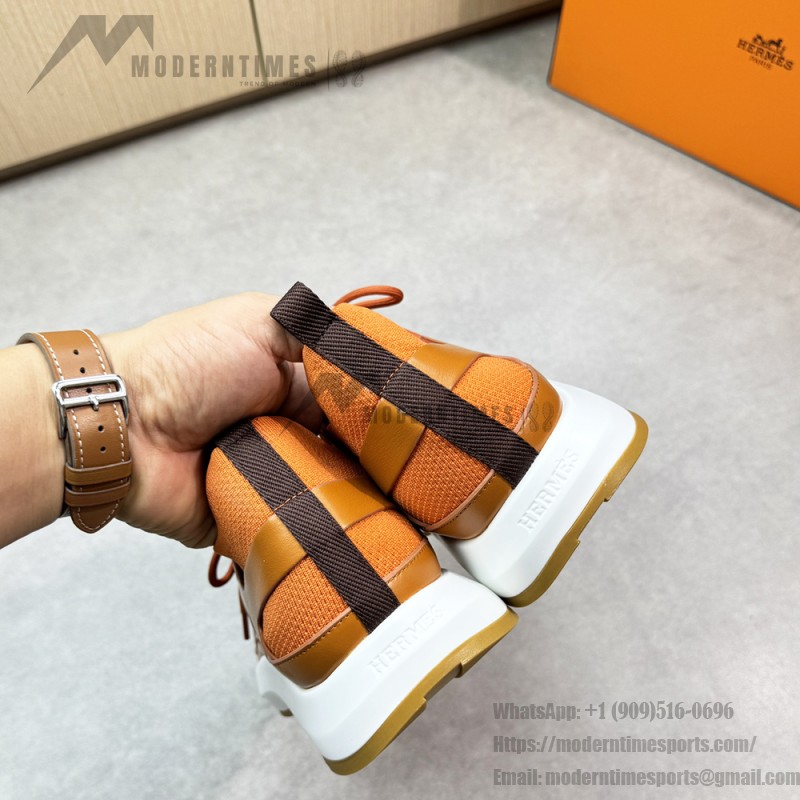 HERMES Katana Sneakers H251981ZHO1400 Orange H Naturel men’s luxury sport shoes