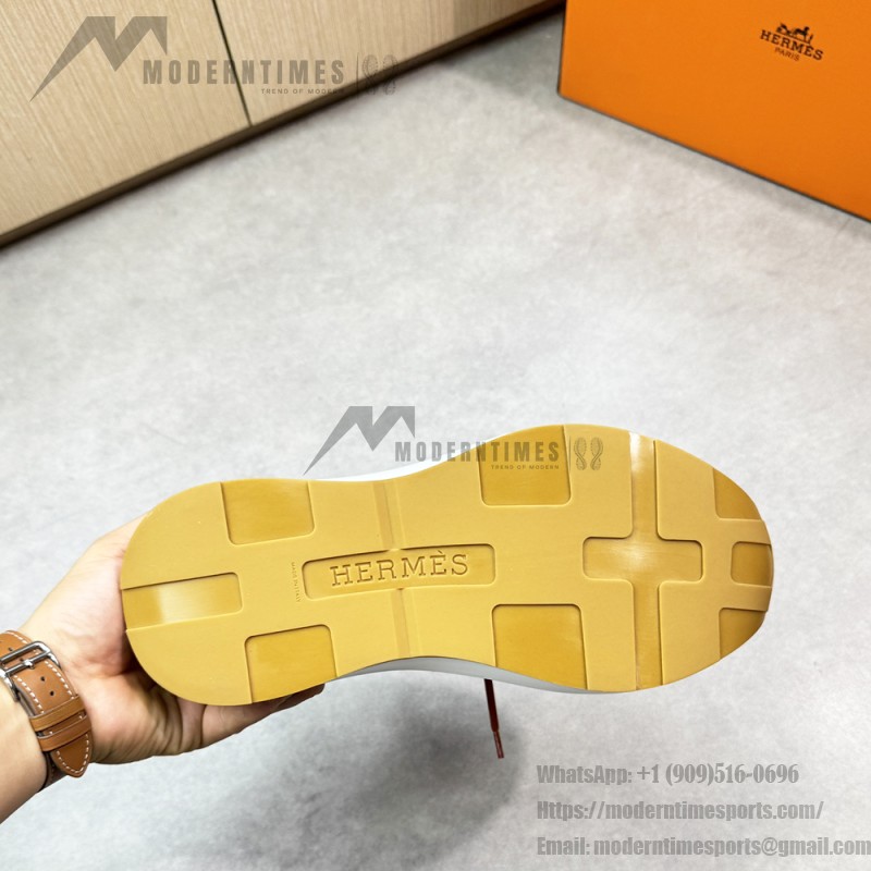 HERMES Katana Sneakers H251981ZHO1400 Orange H Naturel men’s luxury sport shoes