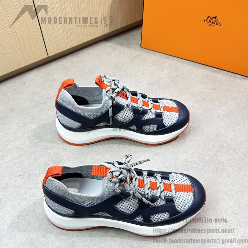 HERMES Katana men’s luxury sneakers grey navy side view