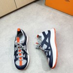 HERMES Katana men’s luxury sneakers grey navy side view
