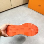 HERMES Katana men’s luxury sneakers grey navy side view