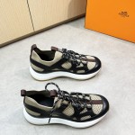 HERMES Katana Sneakers H251981ZHX3420 Étoupe Noir men luxury sport sneakers side view