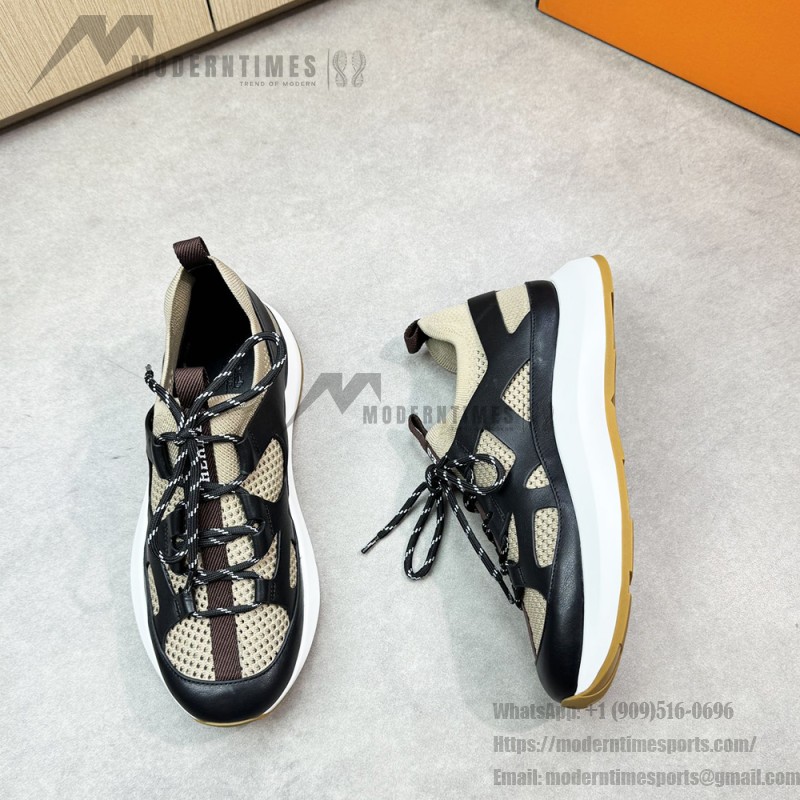 HERMES Katana Sneakers H251981ZHX3420 Étoupe Noir men luxury sport sneakers side view