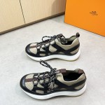 HERMES Katana Sneakers H251981ZHX3420 Étoupe Noir men luxury sport sneakers side view