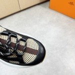 HERMES Katana Sneakers H251981ZHX3420 Étoupe Noir men luxury sport sneakers side view