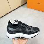 HERMES Katana Sneakers H251981ZH01390 Noir men luxury black sport sneakers side view