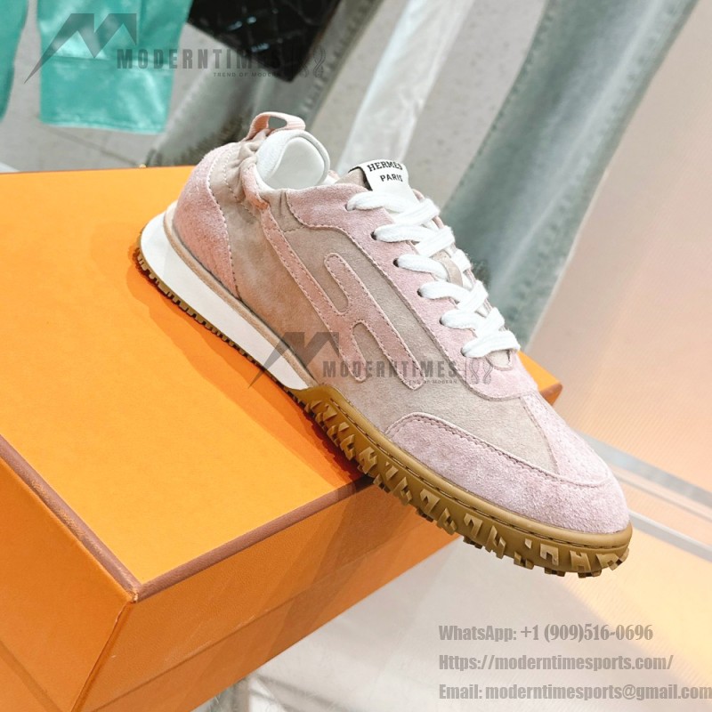 HERMES Jet Sneakers Rose Cancan Rose Aquarelle women luxury pink sneakers side view