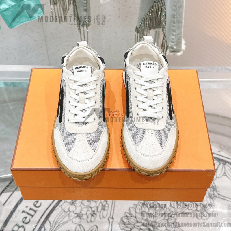 HERMES Jet Sneaker Multicolore Prunoir luxury designer sport shoe side view