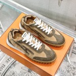 HERMES Jet Sneakers Beige Lin Vert Toundra luxury low-top designer shoes