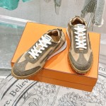 HERMES Jet Sneakers Beige Lin Vert Toundra luxury low-top designer shoes