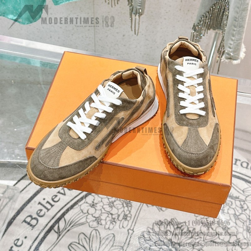 HERMES Jet Sneakers Beige Lin Vert Toundra luxury low-top designer shoes