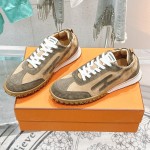 HERMES Jet Sneakers Beige Lin Vert Toundra luxury low-top designer shoes