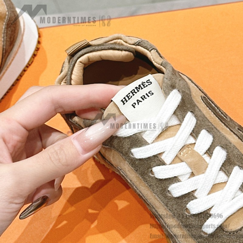 HERMES Jet Sneakers Beige Lin Vert Toundra luxury low-top designer shoes