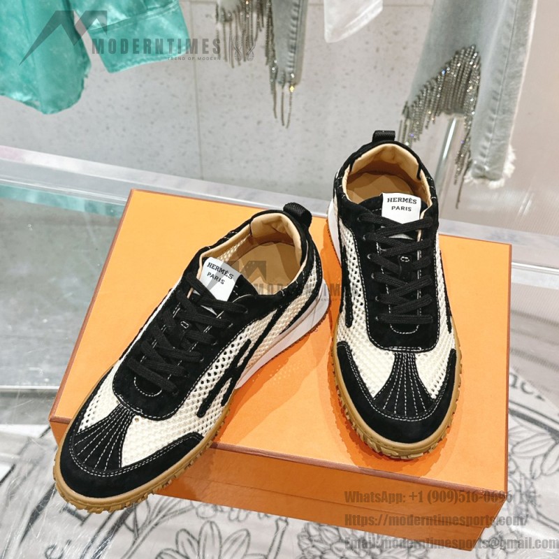 HERMES Jet Sneakers H251134Zv5K340 Beige Lin Naturel luxury mesh sneakers side view