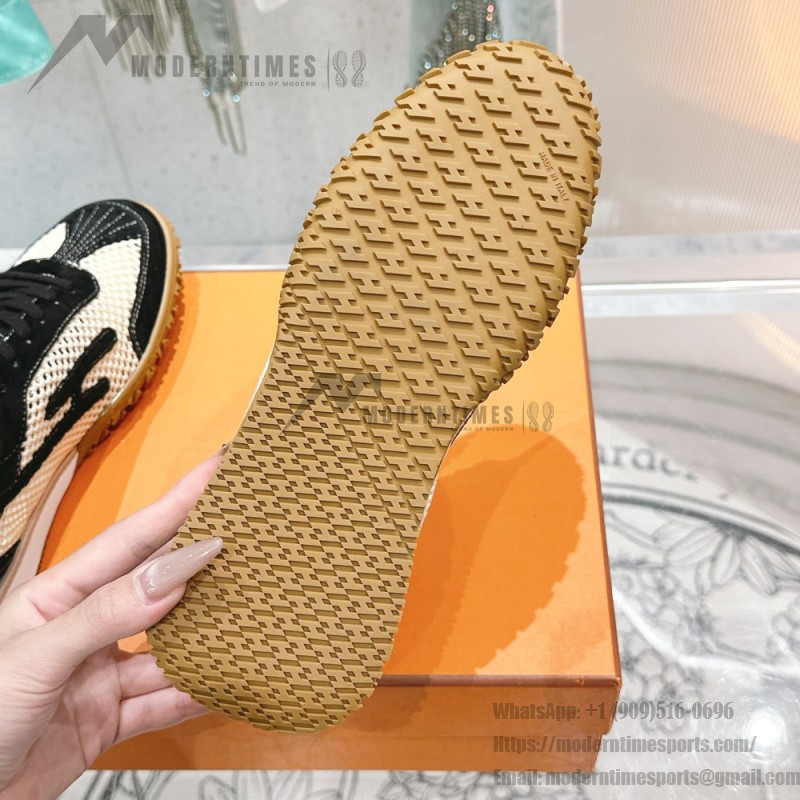 HERMES Jet Sneakers H251134Zv5K340 Beige Lin Naturel luxury mesh sneakers side view