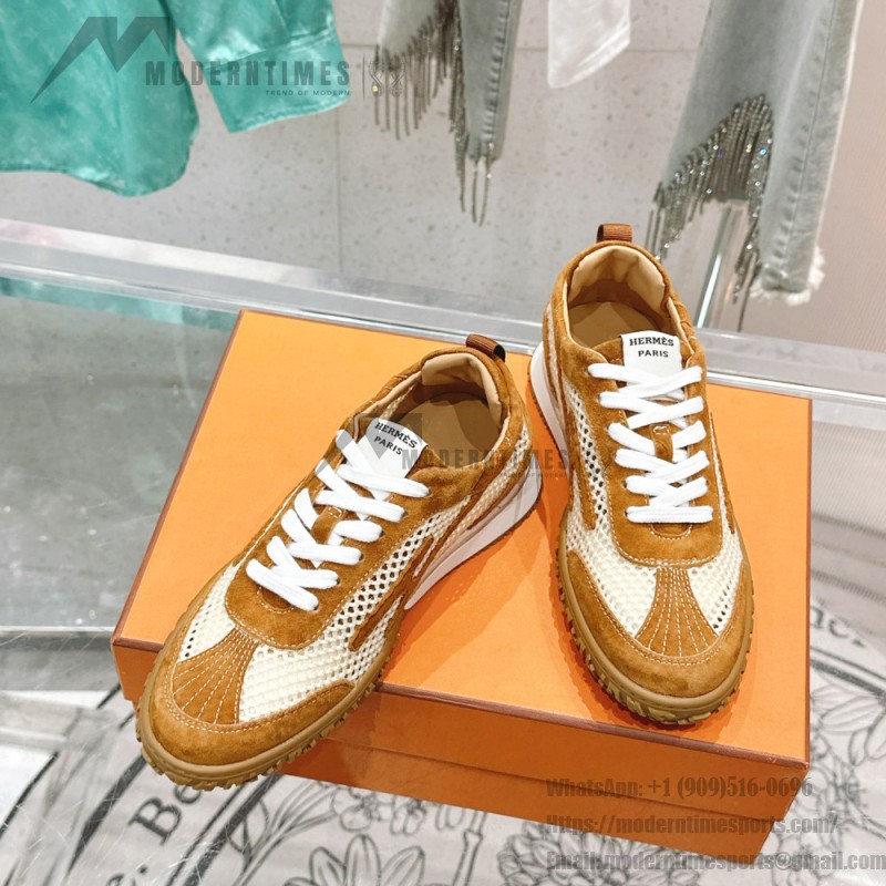 HERMES Jet Sneakers H251134Zv5K340 Beige Lin Naturel luxury mesh sneakers side view