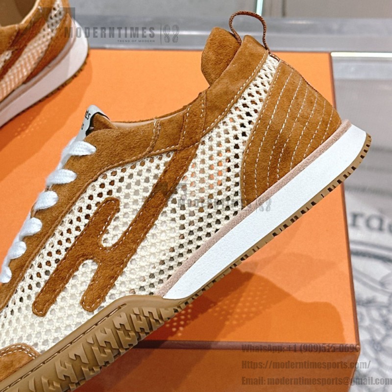 HERMES Jet Sneakers H251134Zv5K340 Beige Lin Naturel luxury mesh sneakers side view