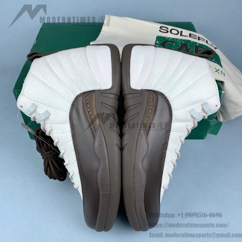 Air Jordan 12 Retro SoleFly FZ5026-100 in White and Baroque Brown Air Jordan 12 Retro SoleFly FZ5026-100 - White with Baroque Brown Accents