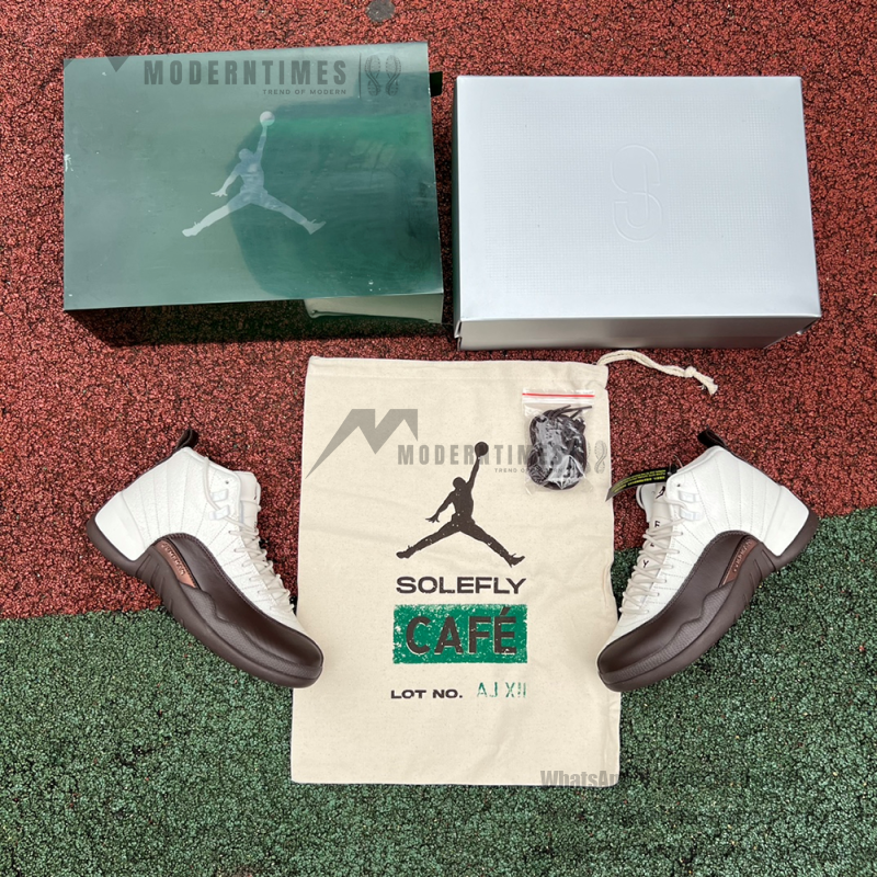 Air Jordan 12 Retro SoleFly FZ5026-100 in White and Baroque Brown Air Jordan 12 Retro SoleFly FZ5026-100 - White with Baroque Brown Accents
