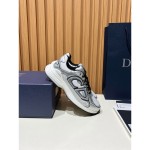 DIOR B30 White Silver Mesh & Calfskin Sneakers for Men and Women DIOR B30 White Silver Sneakers 3SN279ZYG H869 Luxury Designer Shoes