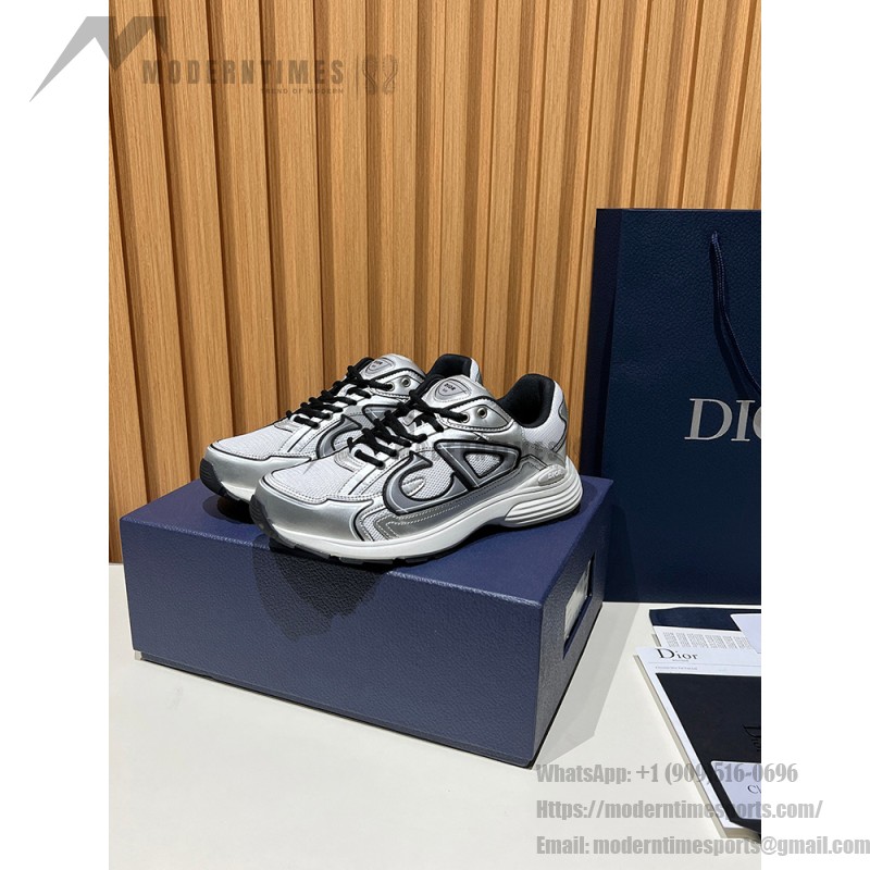 DIOR B30 White Silver Mesh & Calfskin Sneakers for Men and Women DIOR B30 White Silver Sneakers 3SN279ZYG H869 Luxury Designer Shoes