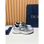 DIOR B30 White Silver Mesh & Calfskin Sneakers for Men and Women DIOR B30 White Silver Sneakers 3SN279ZYG H869 Luxury Designer Shoes