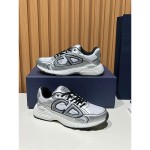 DIOR B30 White Silver Mesh & Calfskin Sneakers for Men and Women DIOR B30 White Silver Sneakers 3SN279ZYG H869 Luxury Designer Shoes