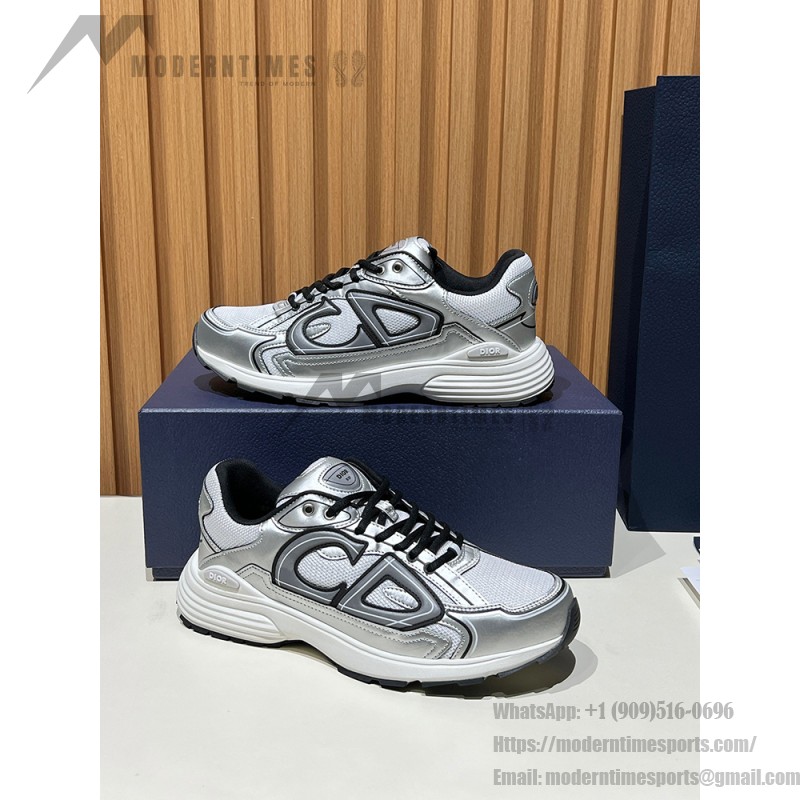 DIOR B30 White Silver Mesh & Calfskin Sneakers for Men and Women DIOR B30 White Silver Sneakers 3SN279ZYG H869 Luxury Designer Shoes
